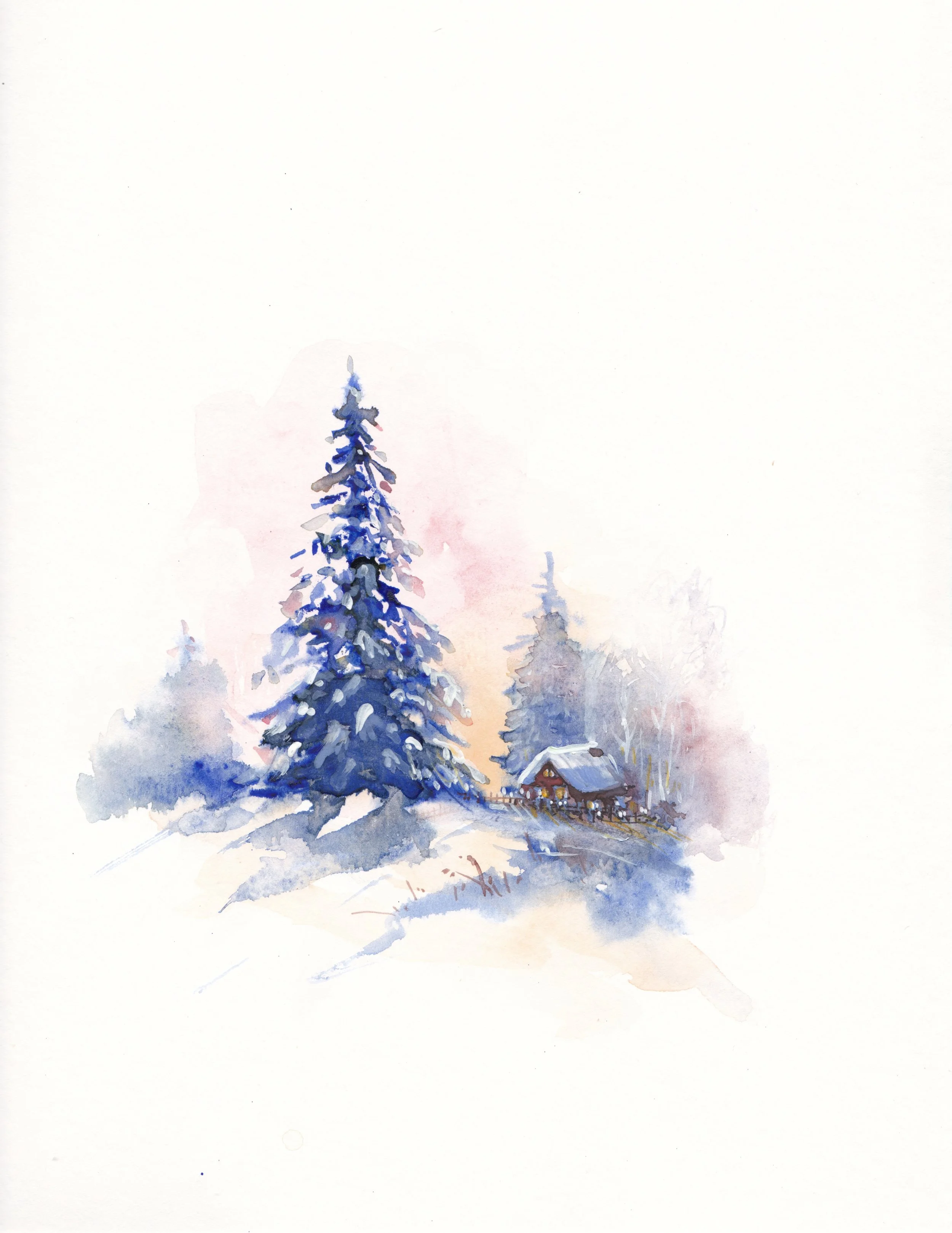 Winter/Holiday — Original Oil Paintings Watercolor Art Home Good